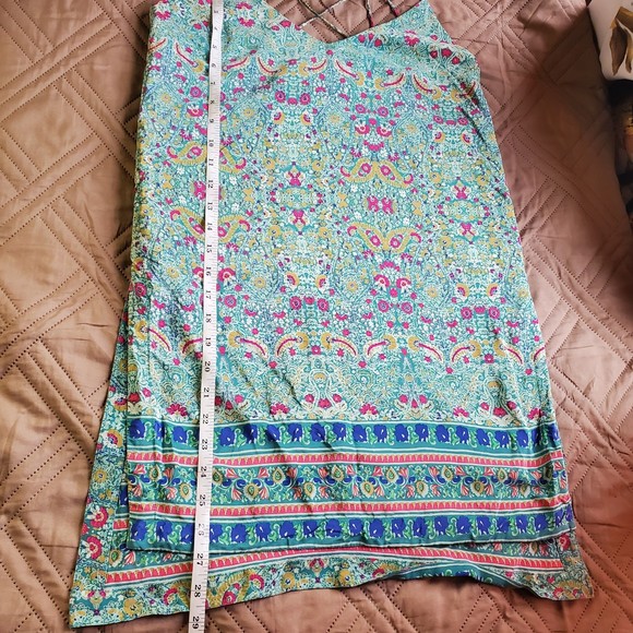 Maeve Anthropologie size 0 /XS Meret Tunic Silk Green Floral Paisley Tank Top - Picture 7 of 9